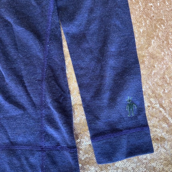 Smartwool blue camo  1/4 zip pullover Unisex S wool blend baselayer Top - Picture 2 of 6